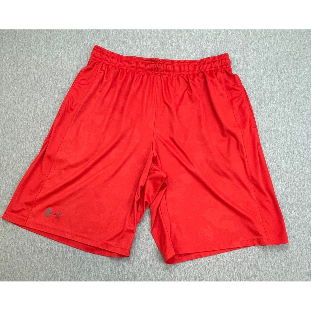 Under Armour Shorts Mens Large Red Performance Stretch Drawstring 10" Inseam